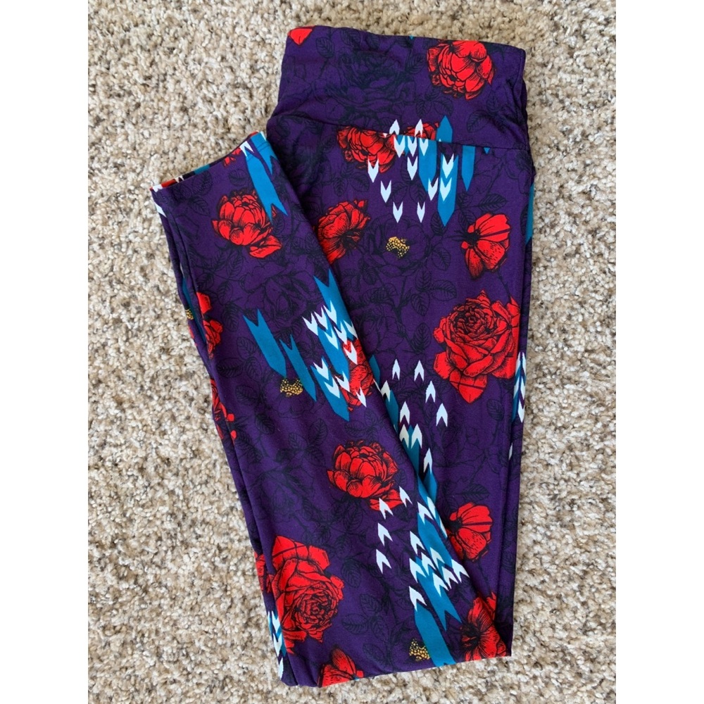 LuLaRoe - Roses, Royal Purple, & Geo Leggings (TC)